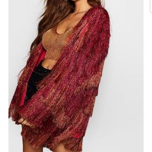 Metallic fringe sweater